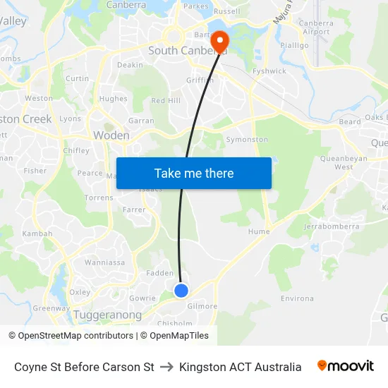 Coyne St Before Carson St to Kingston ACT Australia map
