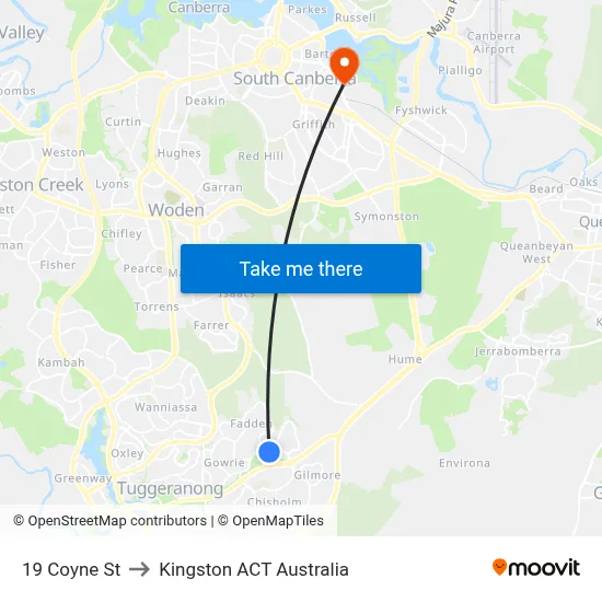 19 Coyne St to Kingston ACT Australia map