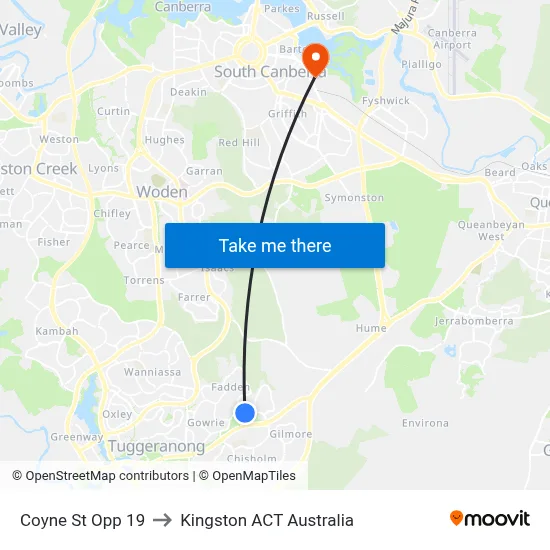 Coyne St Opp 19 to Kingston ACT Australia map