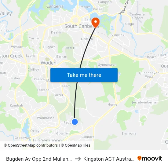 Bugden Av Opp 2nd Mullan St to Kingston ACT Australia map