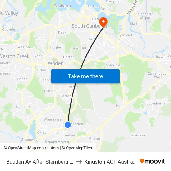 Bugden Av After Sternberg Cr to Kingston ACT Australia map