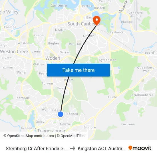 Sternberg Cr After Erindale Dr to Kingston ACT Australia map