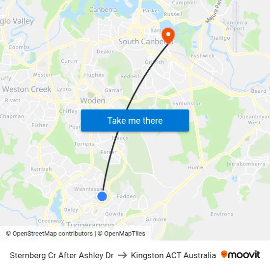Sternberg Cr After Ashley Dr to Kingston ACT Australia map