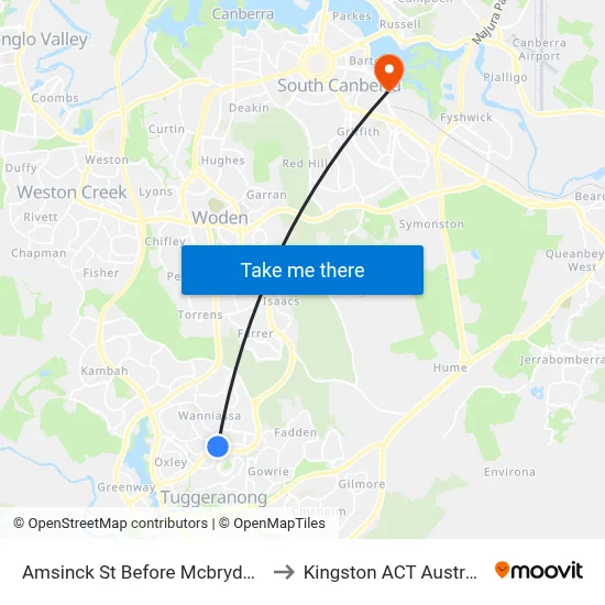 Amsinck St Before Mcbryde Cr to Kingston ACT Australia map