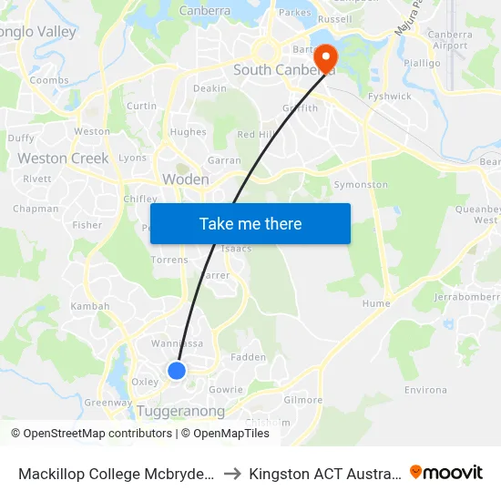 Mackillop College Mcbryde Cr to Kingston ACT Australia map