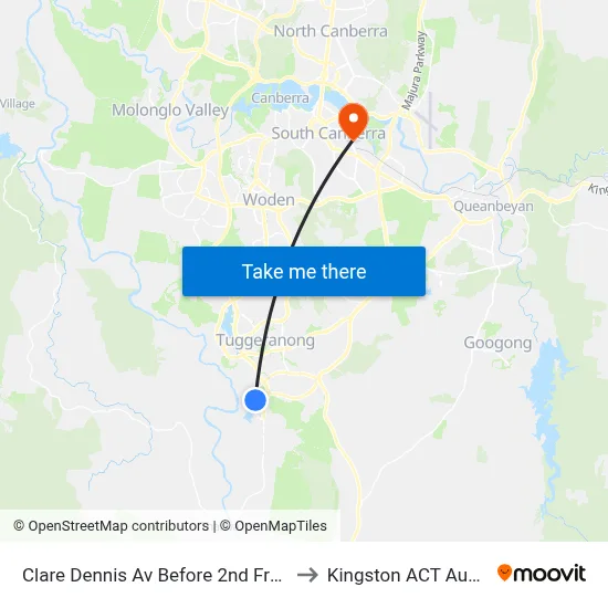 Clare Dennis Av Before 2nd Fred Ln Cr to Kingston ACT Australia map