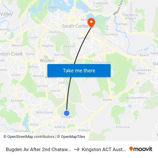 Bugden Av After 2nd Chataway Cr to Kingston ACT Australia map