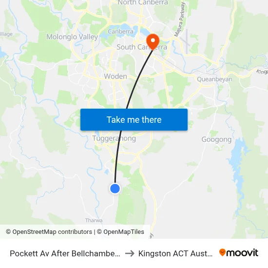 Pockett Av After Bellchambers Cr to Kingston ACT Australia map