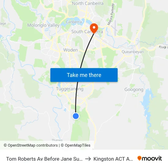 Tom Roberts Av Before Jane Sutherland St to Kingston ACT Australia map
