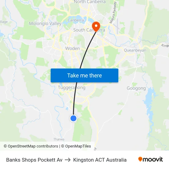 Banks Shops Pockett Av to Kingston ACT Australia map