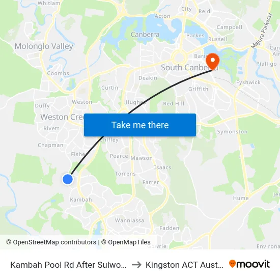 Kambah Pool Rd After Sulwood Dr to Kingston ACT Australia map
