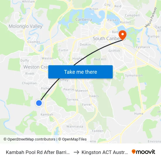 Kambah Pool Rd After Barritt St to Kingston ACT Australia map