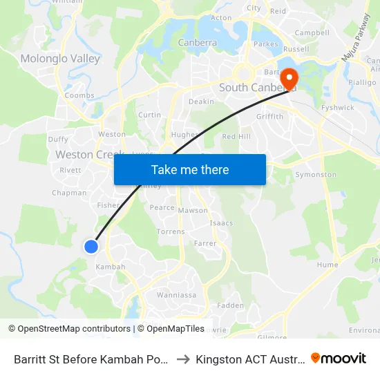 Barritt St Before Kambah Pool Rd to Kingston ACT Australia map