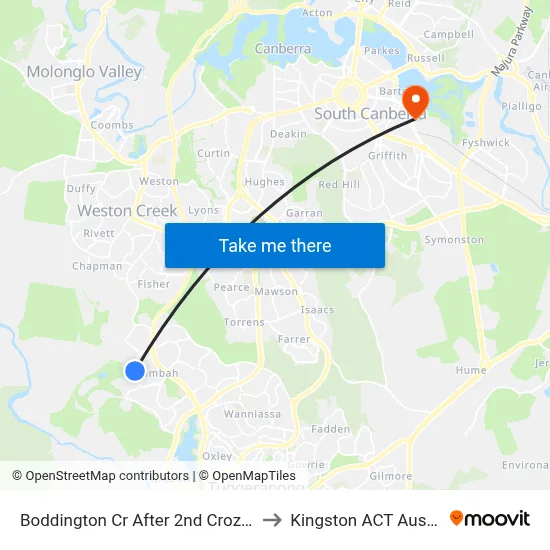 Boddington Cr After 2nd Crozier Cct to Kingston ACT Australia map