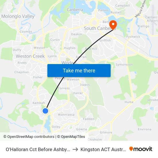 O'Halloran Cct Before Ashby Cct to Kingston ACT Australia map