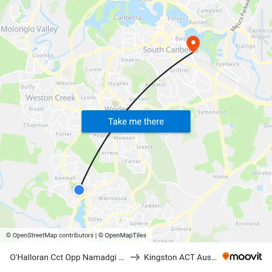 O'Halloran Cct Opp Namadgi School to Kingston ACT Australia map