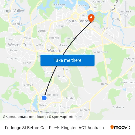 Forlonge St Before Gair Pl to Kingston ACT Australia map
