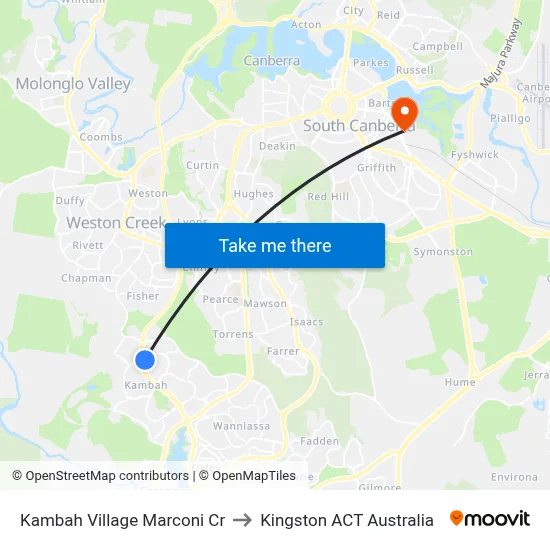 Kambah Village Marconi Cr to Kingston ACT Australia map