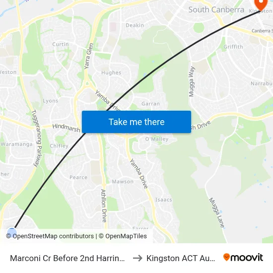 Marconi Cr Before 2nd Harrington Cct to Kingston ACT Australia map