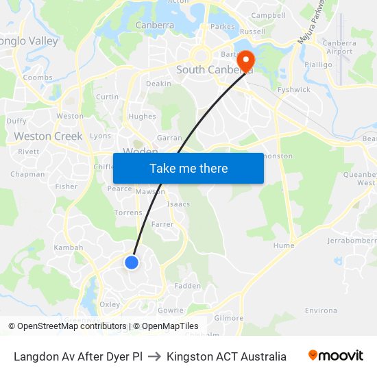 Langdon Av After Dyer Pl to Kingston ACT Australia map