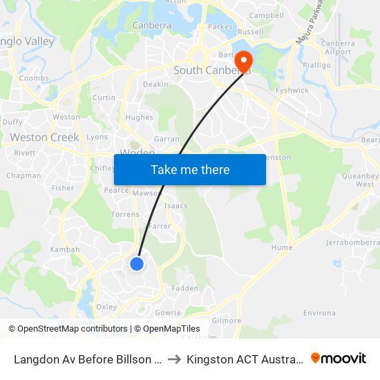 Langdon Av Before Billson Pl to Kingston ACT Australia map