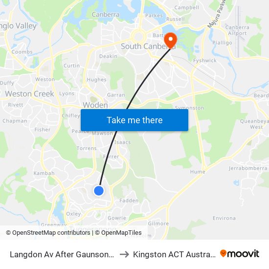 Langdon Av After Gaunson Cr to Kingston ACT Australia map