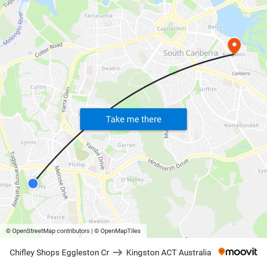 Chifley Shops Eggleston Cr to Kingston ACT Australia map