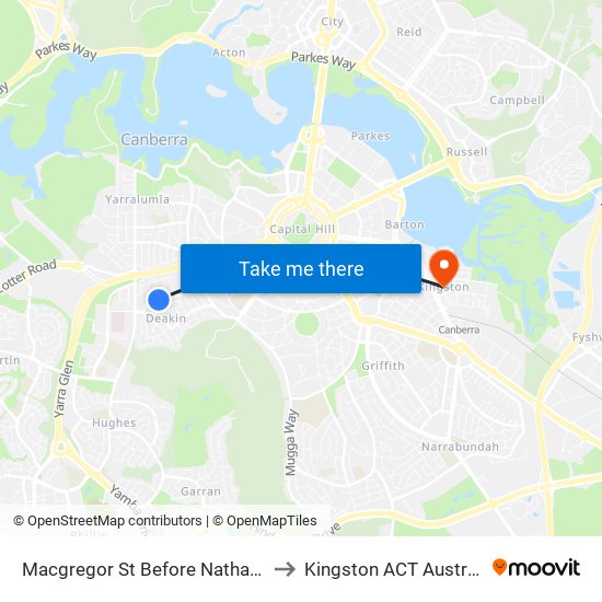 Macgregor St Before Nathan St to Kingston ACT Australia map