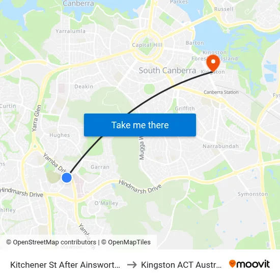 Kitchener St After Ainsworth St to Kingston ACT Australia map