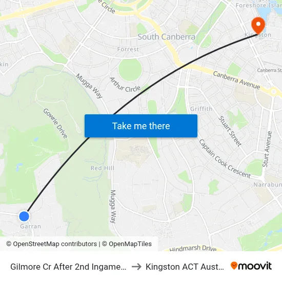 Gilmore Cr After 2nd Ingamells St to Kingston ACT Australia map