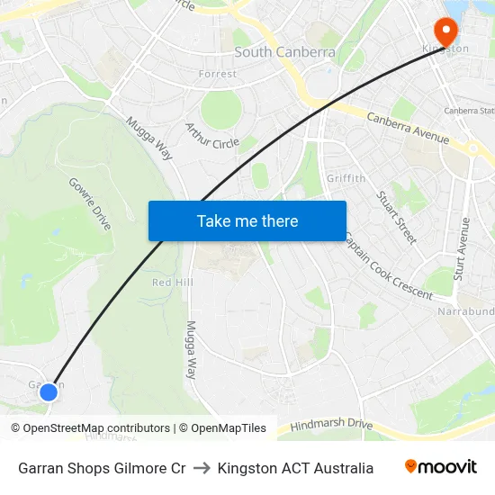 Garran Shops Gilmore Cr to Kingston ACT Australia map