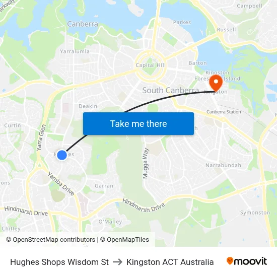 Hughes Shops Wisdom St to Kingston ACT Australia map