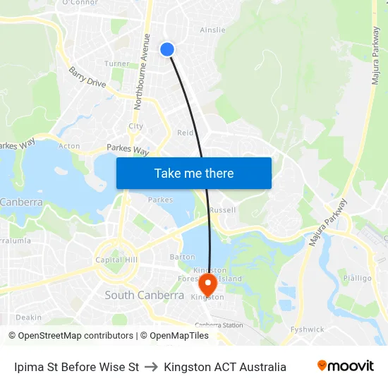 Ipima St Before Wise St to Kingston ACT Australia map