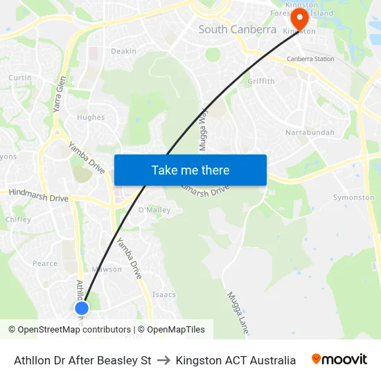 Athllon Dr After Beasley St to Kingston ACT Australia map