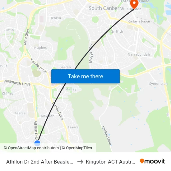 Athllon Dr 2nd After Beasley St to Kingston ACT Australia map