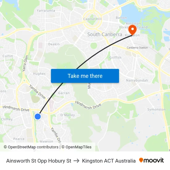 Ainsworth St Opp Hobury St to Kingston ACT Australia map