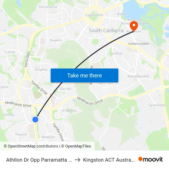 Athllon Dr Opp Parramatta St to Kingston ACT Australia map