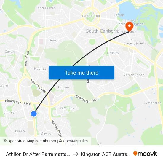 Athllon Dr After Parramatta St to Kingston ACT Australia map