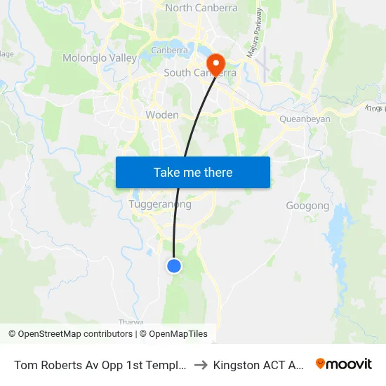 Tom Roberts Av Opp 1st Templestowe Av to Kingston ACT Australia map