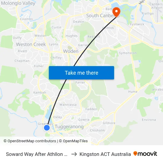 Soward Way After Athllon Dr to Kingston ACT Australia map