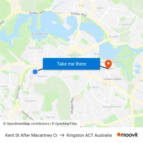 Kent St After Macartney Cr to Kingston ACT Australia map