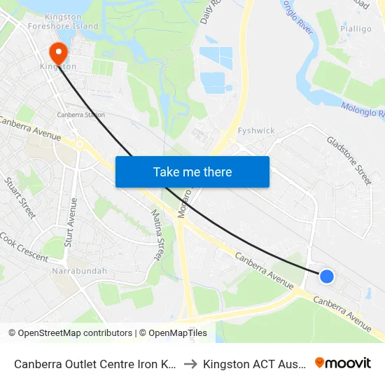 Canberra Outlet Centre Iron Knob St to Kingston ACT Australia map
