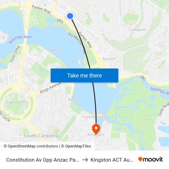 Constitution Av Opp Anzac Park West to Kingston ACT Australia map