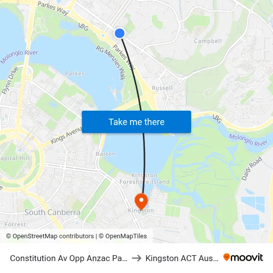 Constitution Av Opp Anzac Park East to Kingston ACT Australia map