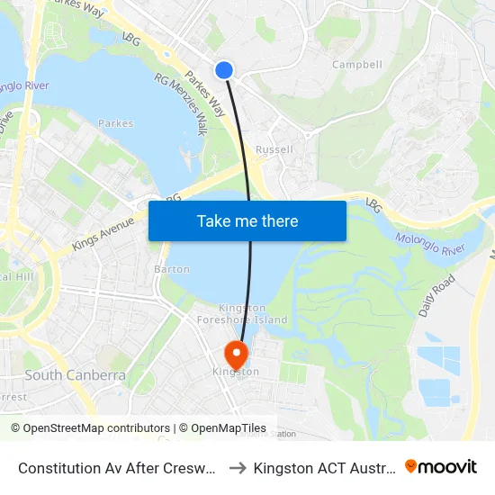 Constitution Av After Creswell St to Kingston ACT Australia map
