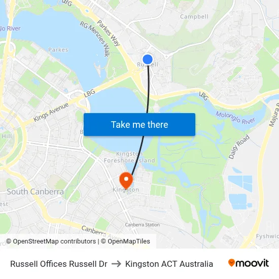Russell Offices Russell Dr to Kingston ACT Australia map