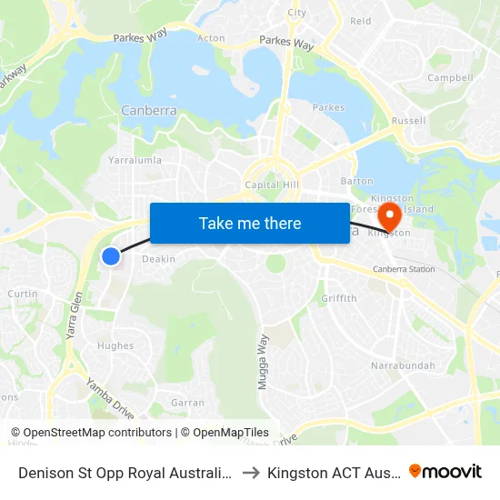 Denison St Opp Royal Australian Mint to Kingston ACT Australia map