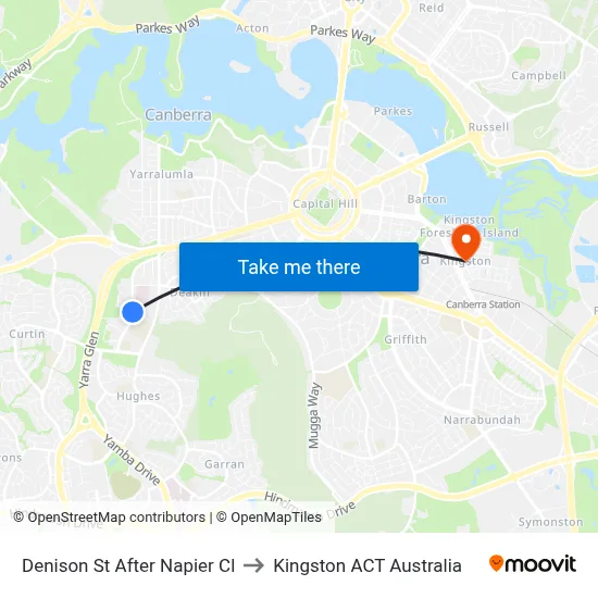 Denison St After Napier Cl to Kingston ACT Australia map