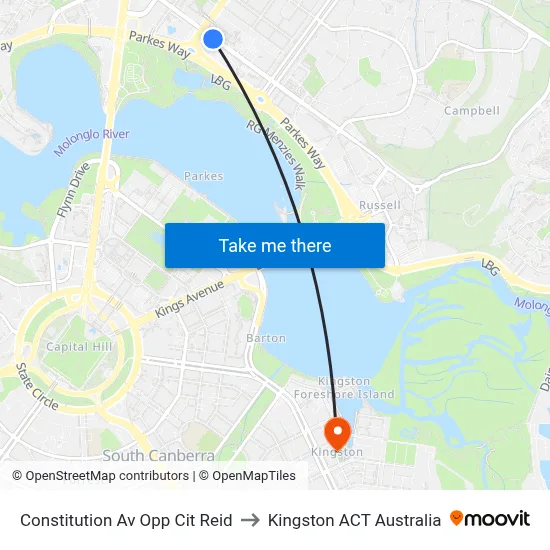 Constitution Av Opp Cit Reid to Kingston ACT Australia map