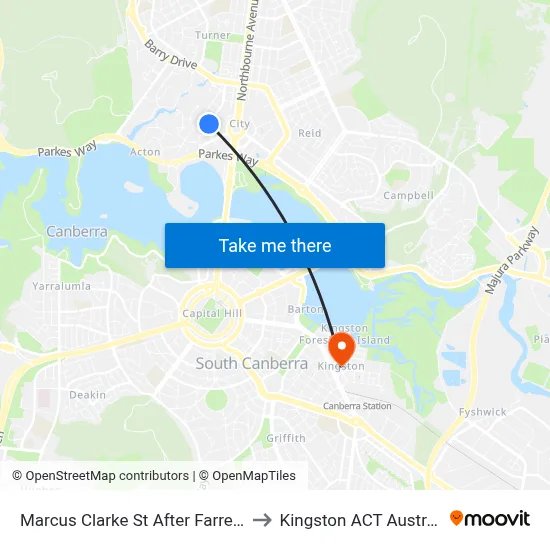 Marcus Clarke St After Farrell Pl to Kingston ACT Australia map